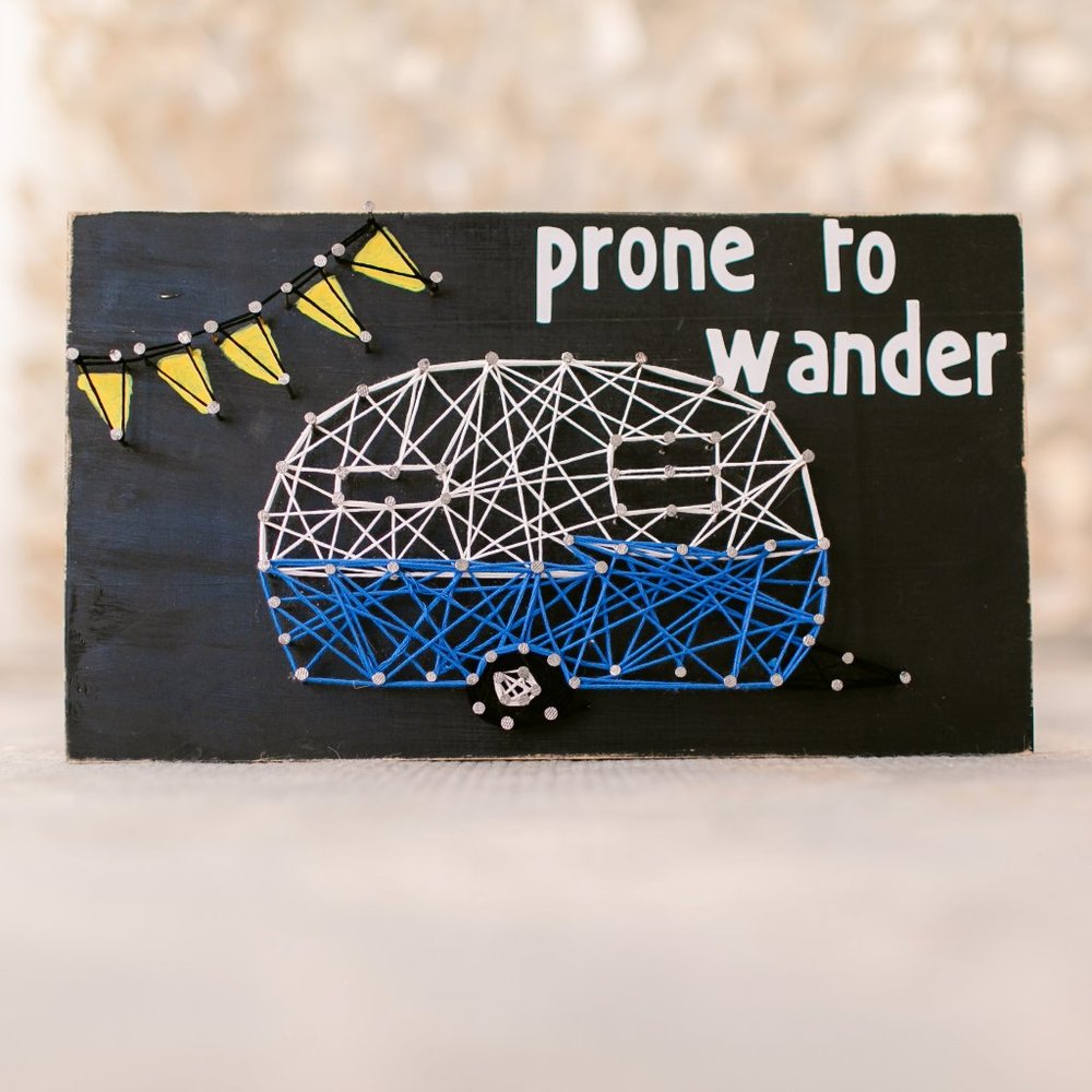 Vintage Camper Nail String Art Sign